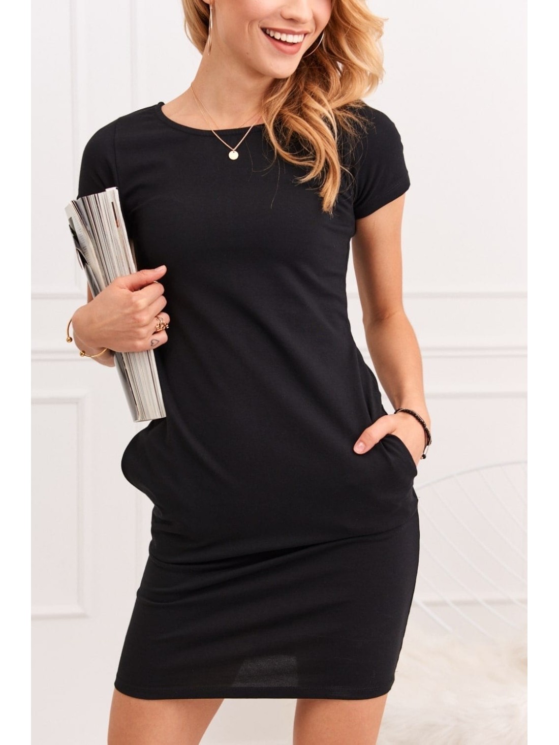 Black dress with short sleeves 9967 - Online store - Boutique